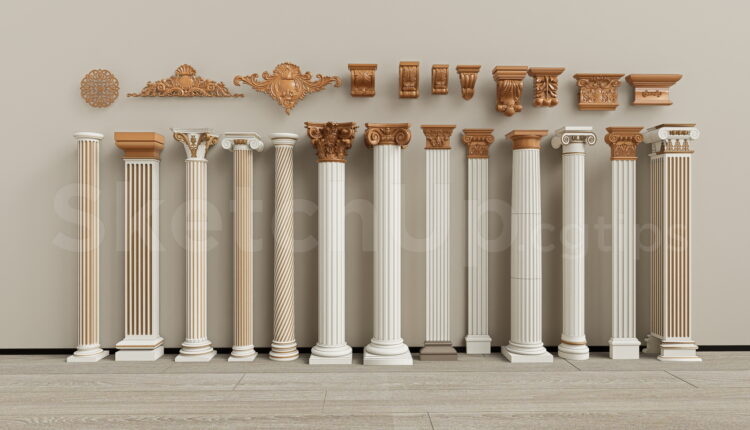 21109. Neoclassical Roman And Greek Pillars Collection 3d Model Download (1)
