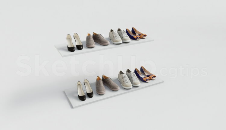 21112. Modern Shoes Collection Sketchup Model Free Download (1)