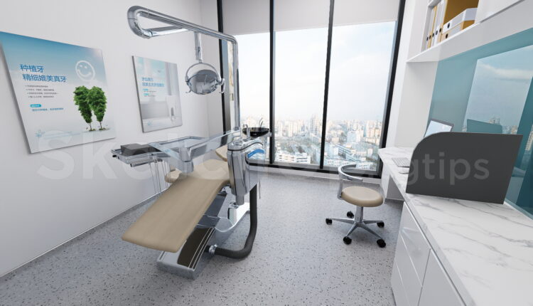 21114. Modern Dental Clinic Interior Sketchup Model Free Download (2)