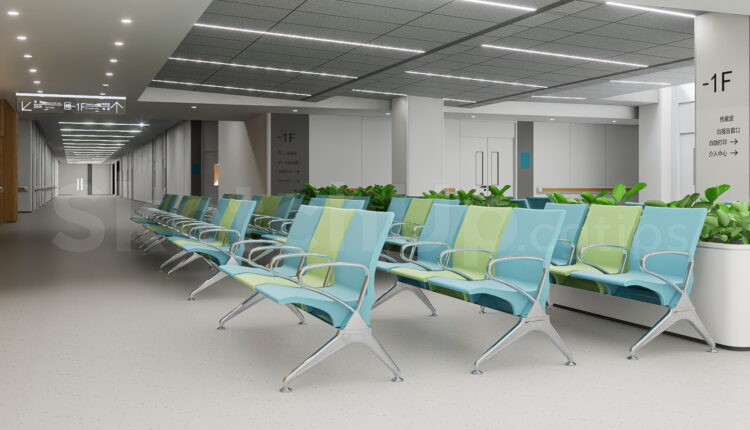 21122. Modern Hospital Waiting Area Sketchup Model Free Download (1)