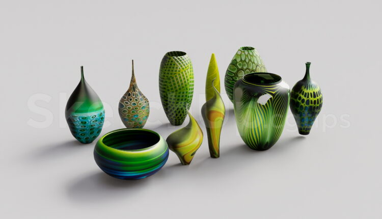 21123. Modern Decorative Glass Vase Collection Sketchup Model Free Download (1)