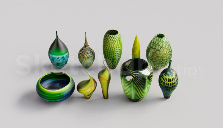 21123. Modern Decorative Glass Vase Collection Sketchup Model Free Download (2)