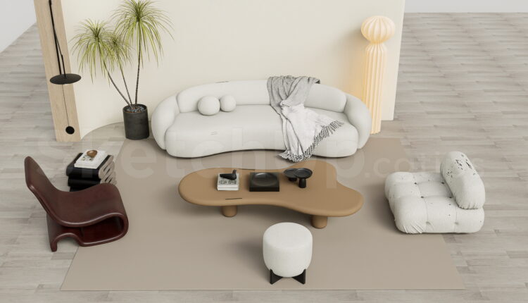 21135. Modern Living Room Furniture Set 3d Model Free Download (1)
