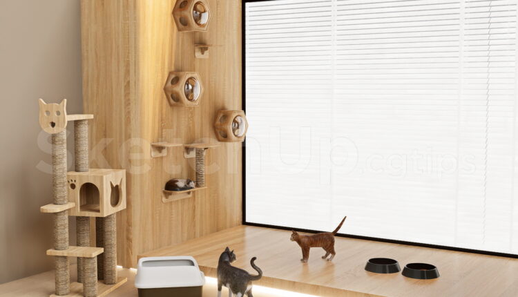 21136. Wooden Cat Wall Furniture Set 3d Model Free Download (1)