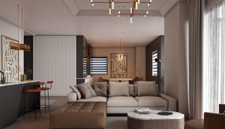 21143. Modern Luxury Living Room – Kitchen Interior Design Sketchup 3d Model By Tran Nam (1)
