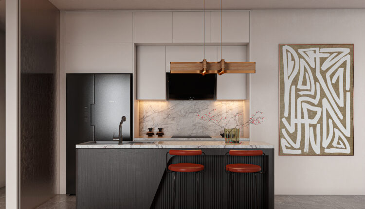 21143. Modern Luxury Living Room – Kitchen Interior Design Sketchup 3d Model By Tran Nam (2)