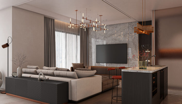21143. Modern Luxury Living Room – Kitchen Interior Design Sketchup 3d Model By Tran Nam (4)