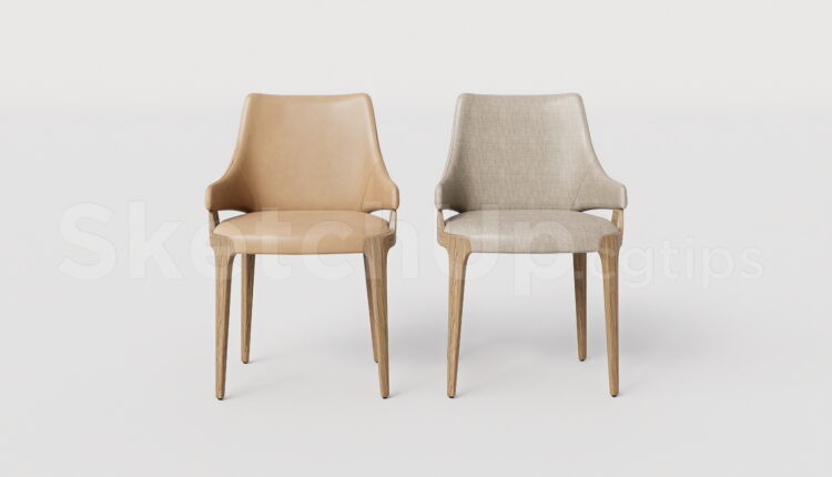 21145. Modern Leather Dining Chair And Armchair Sketchup Model Download (1)