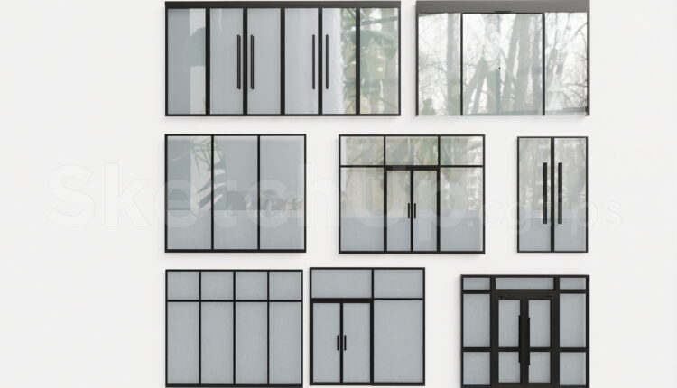 21146. Modern Black Aluminum Glass Doors Collection – Sketchup 3d Model Download (1)