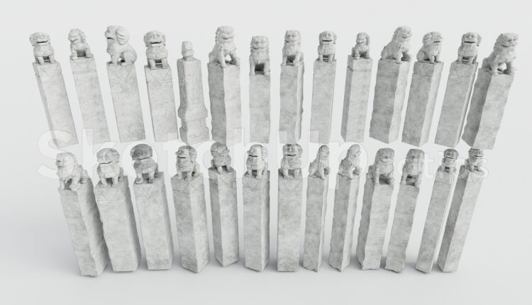 21148. Neoclassical Stone Lion Sculptures 3d Model – Sketchup Decorative Architectural Elements (2)