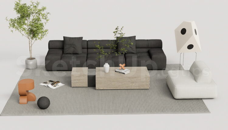 21157. Contemporary Sofa Lounge Furniture Set 3d Sketchup Model Free Download (1)