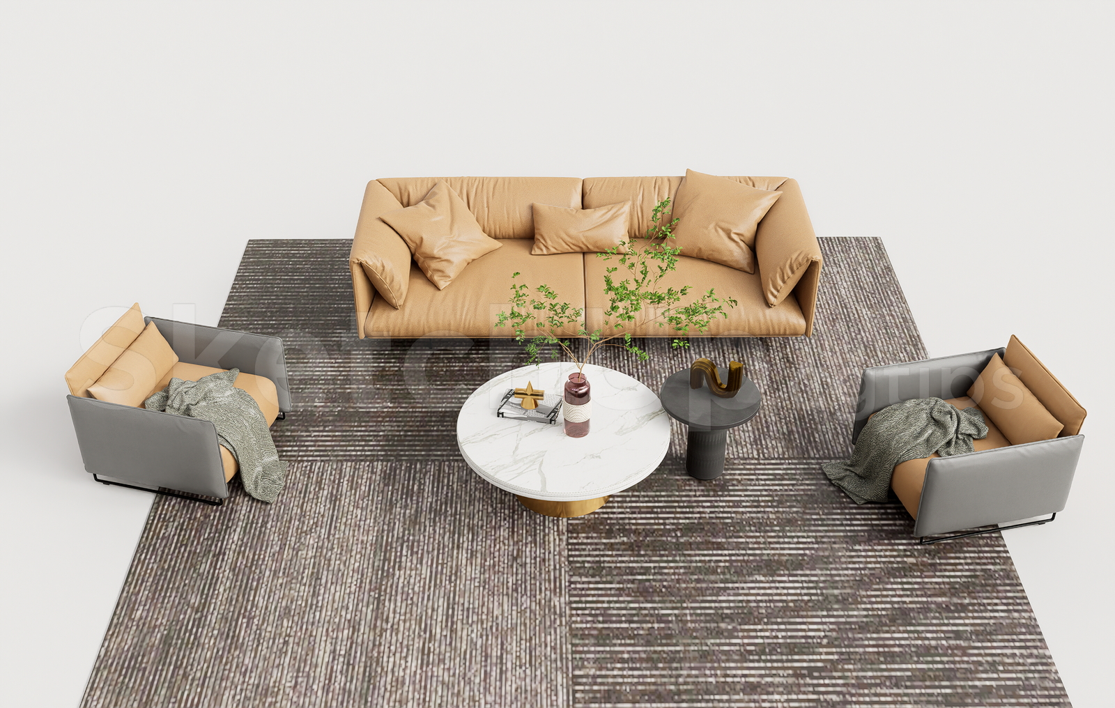 21163. Modern Minimalist Sofa Set Collection - Sketchup 3d Model Download (1)
