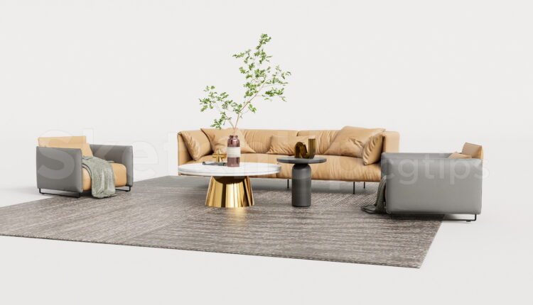 21163. Modern Minimalist Sofa Set Collection – Sketchup 3d Model Download (2)