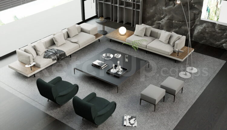 21174. Modern Large Sofa Set Living Room Interior 3d Sketchup Model Download (1)