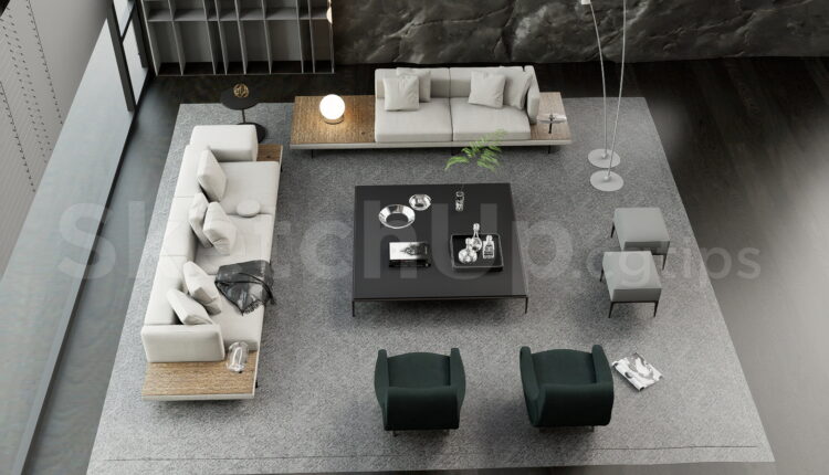 21174. Modern Large Sofa Set Living Room Interior 3d Sketchup Model Download (2)