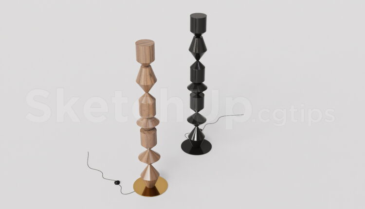 21188. Contemporary Geometric Wooden Standing Floor Lamp 3d Model Free Download (2)