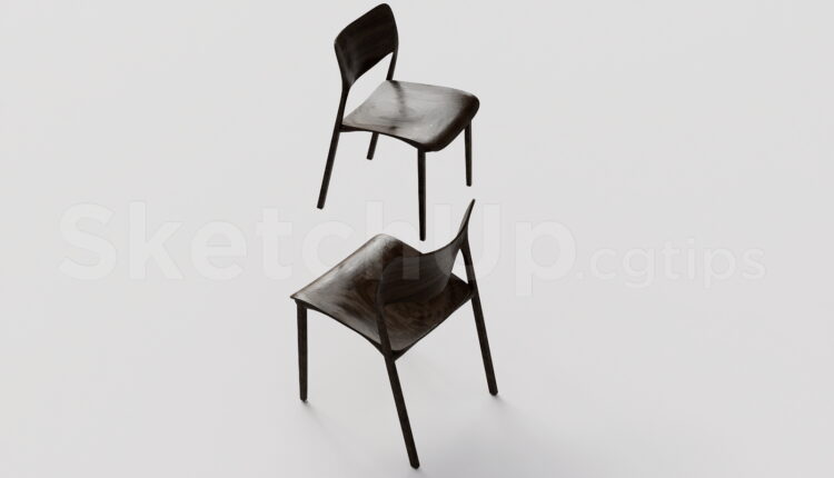 21190. Modern Dark Walnut Molded Plywood Dining Chair Sketchup Model Download (2)