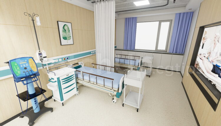 21200. Modern Hospital Patient Room Interior Sketchup Model Free Download (2)