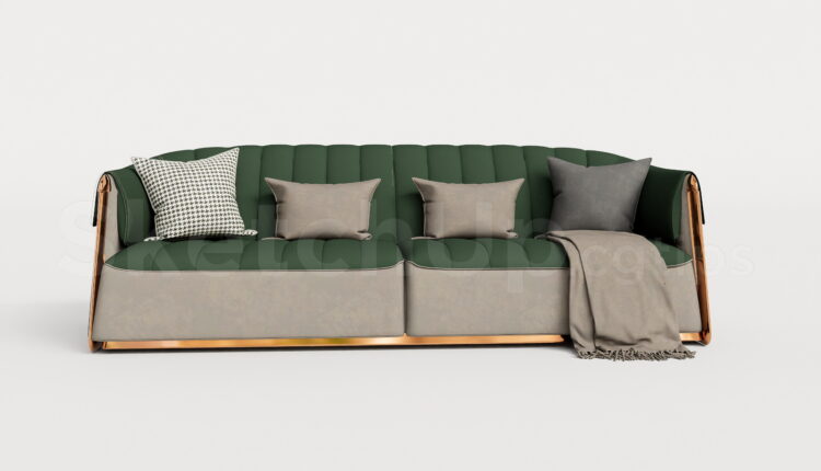 21203. Luxury Green Velvet Sofa Sketchup Model Free Download (1)