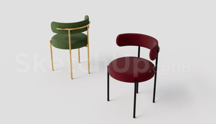 21205. Modern Upholstered Dining Chair Sketchup 3d Model Download (1)
