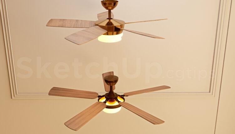 21210. Modern Ceiling Fan With Light Sketchup 3d Model Free Download (2)