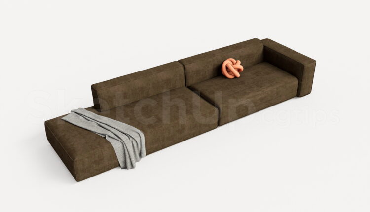 21211. Modern L-shaped Sectional Sofa Sketchup 3d Model Free Download (2)