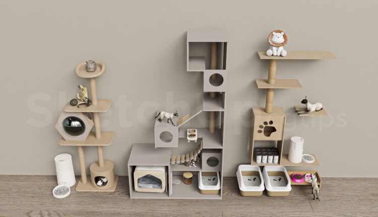 21213. Modern Cat Wall Furniture Sketchup 3d Model Download (2)