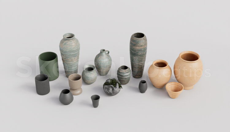 21215. Decorative Ceramic Vases Collection – Sketchup 3d Model Download (2)