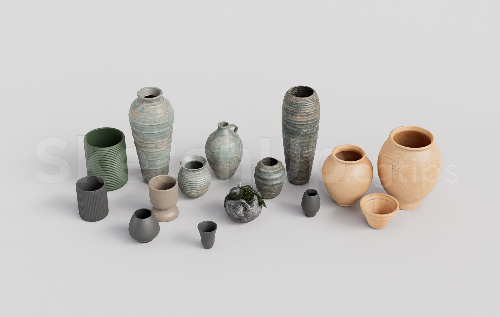 21215. Decorative Ceramic Vases Collection – Sketchup 3d Model Download (2)