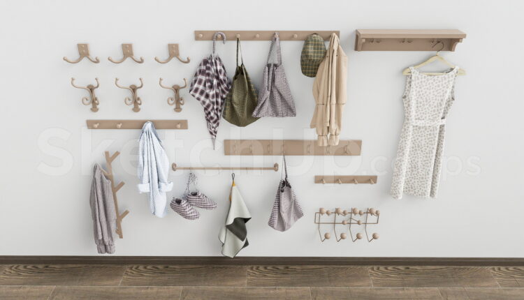 21218. Wall-mounted Coat Hooks And Clothes Hangers Collection – Sketchup 3d Model Download (2)