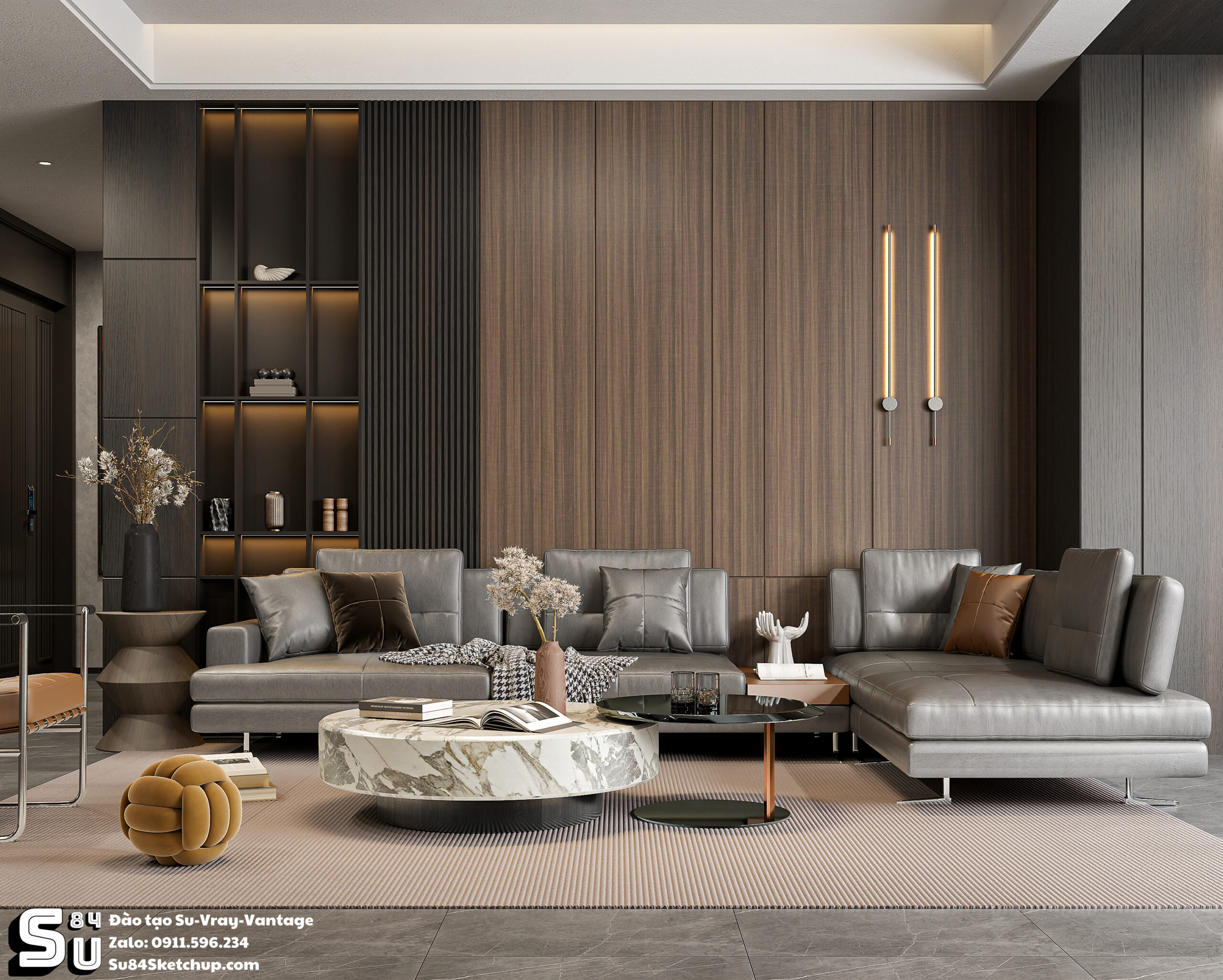 21222. Free Sketchup Living Room Interior Model Download By Tran Nam (1)