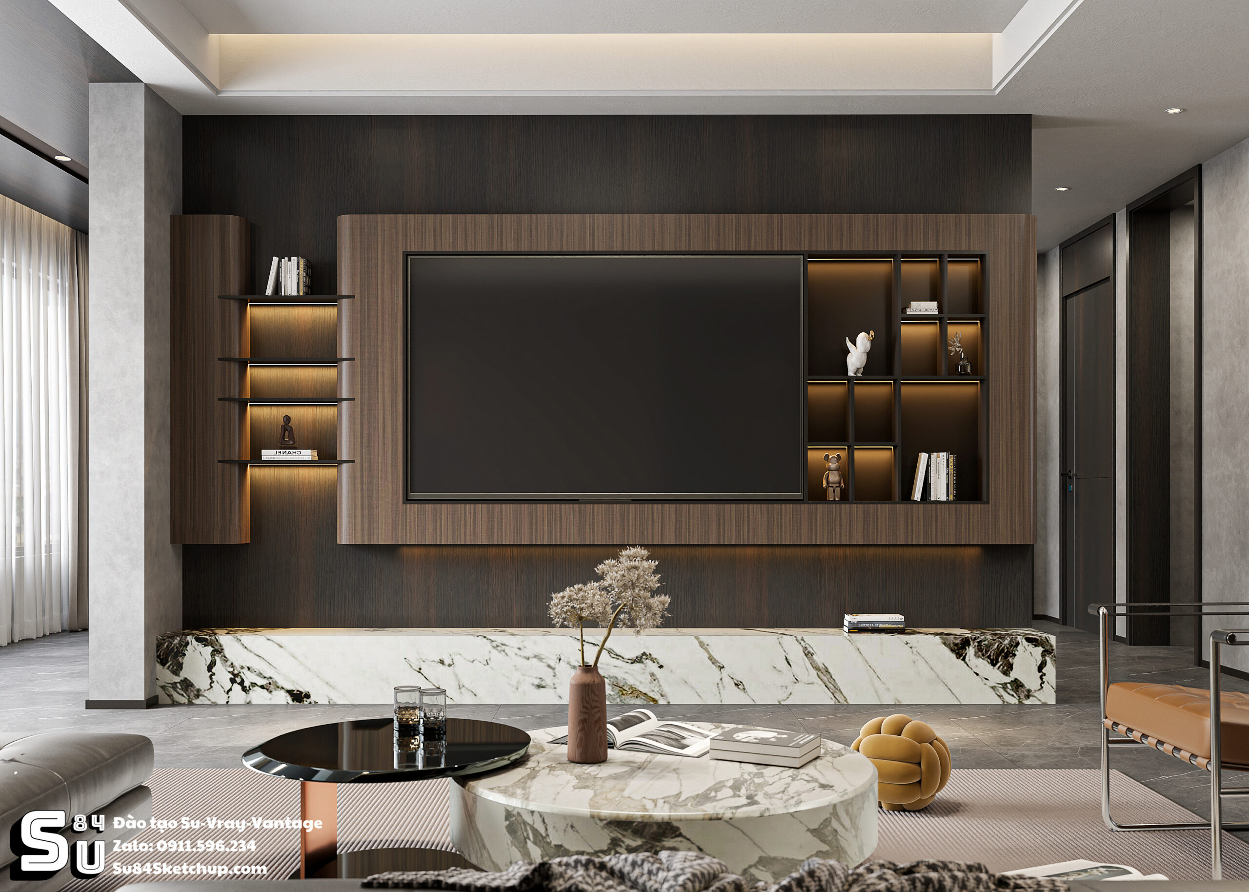 21222. Free Sketchup Living Room Interior Model Download By Tran Nam (2)