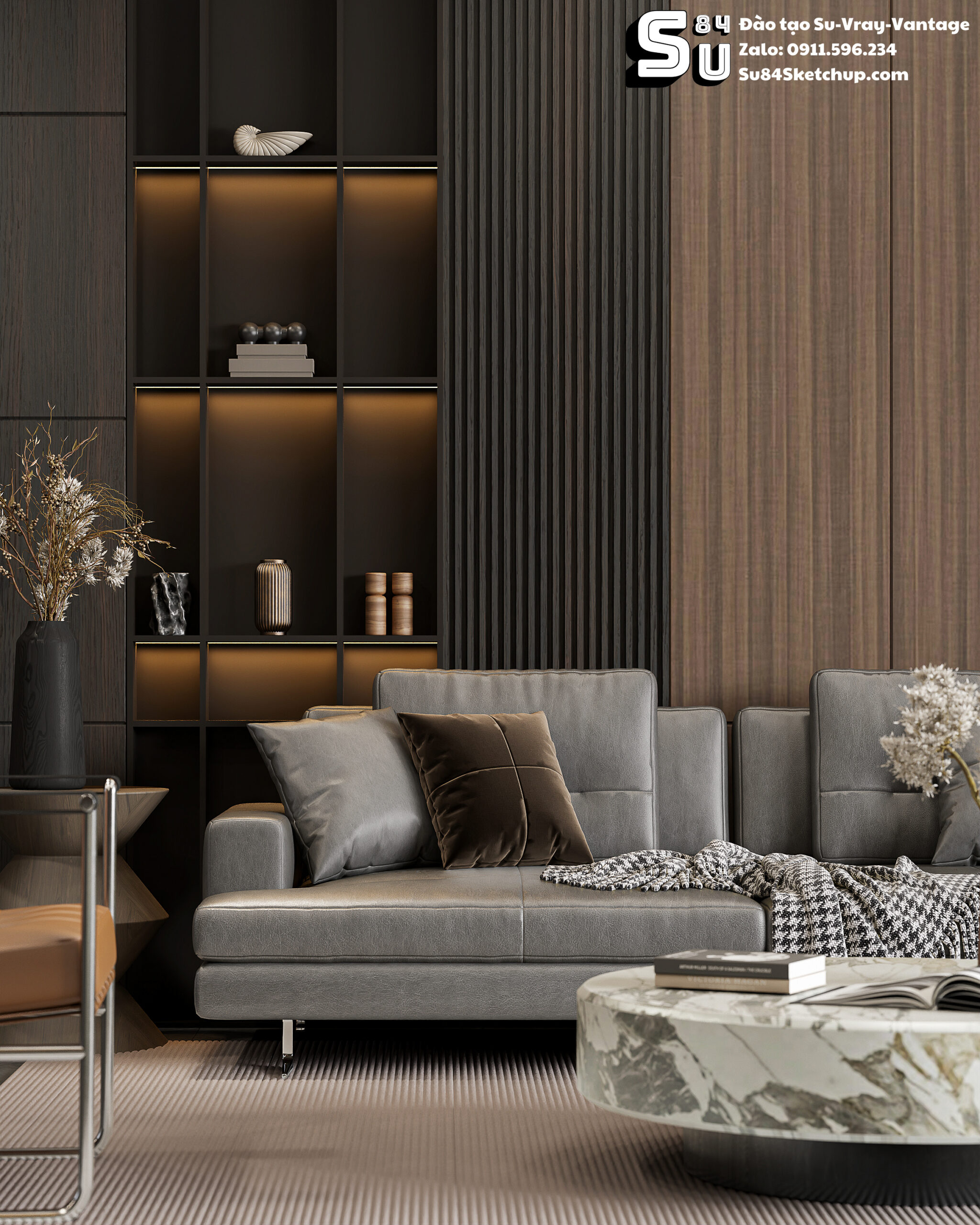 21222. Free Sketchup Living Room Interior Model Download By Tran Nam (3)
