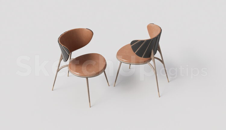 21228. Modern Mid-century Wooden Dining Chair Sketchup 3d Model Download (2)