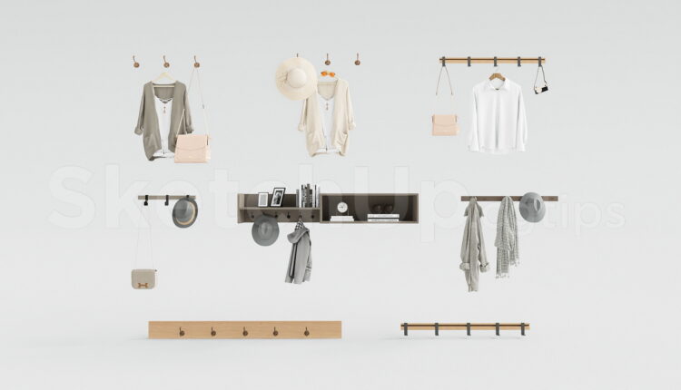 21233. Minimalist Wall Mounted Coat Rack Shelf Set – Clothes And Hat Hanger Download (2)