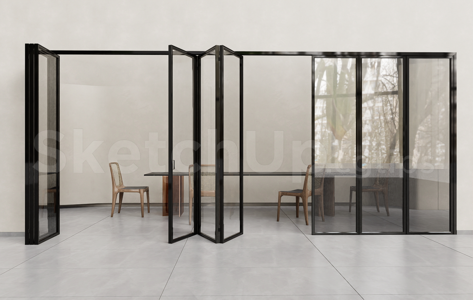 21235. Modern Sliding Glass Door Sketchup 3d Model Download (1)