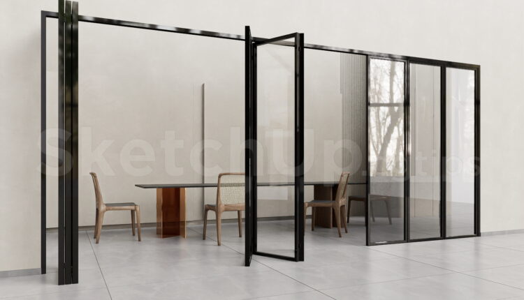 21235. Modern Sliding Glass Door Sketchup 3d Model Download (2)