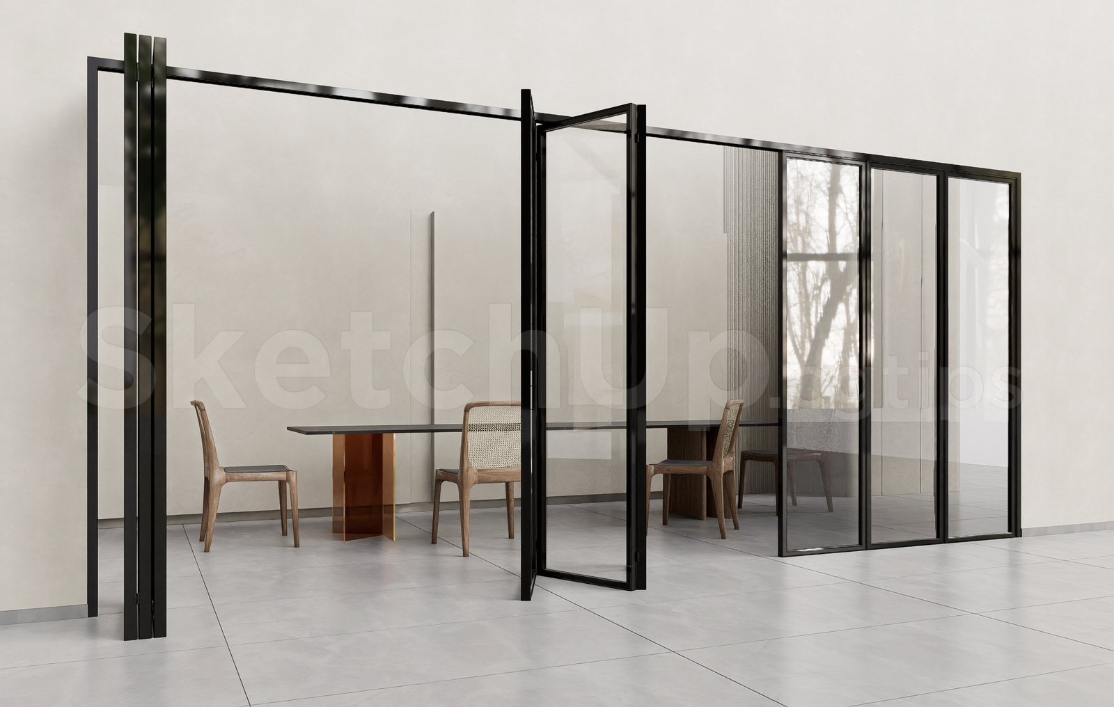 21235. Modern Sliding Glass Door Sketchup 3d Model Download (2)