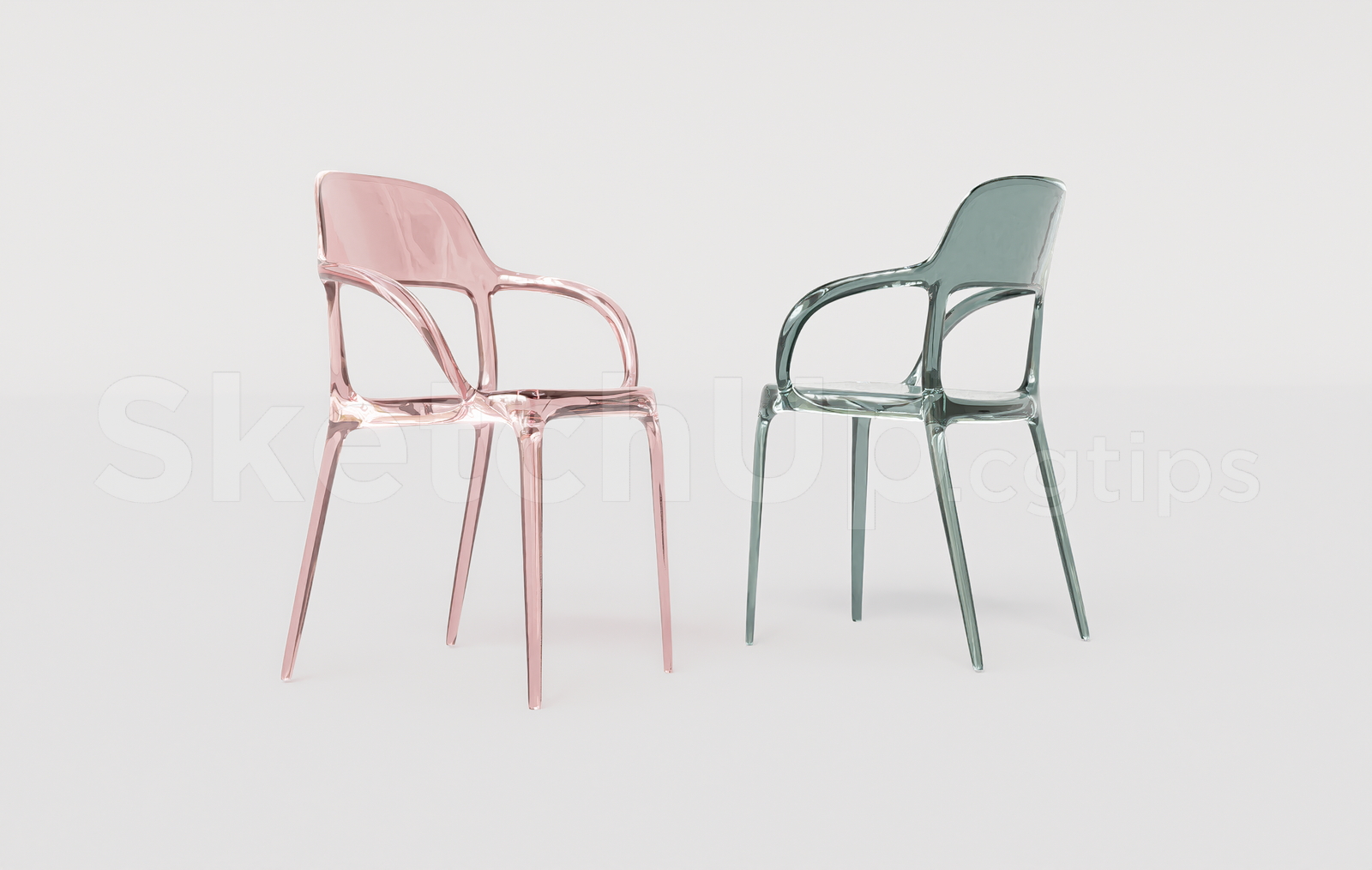 21239. Modern Transparent Plastic Armchair Sketchup 3d Model (1)
