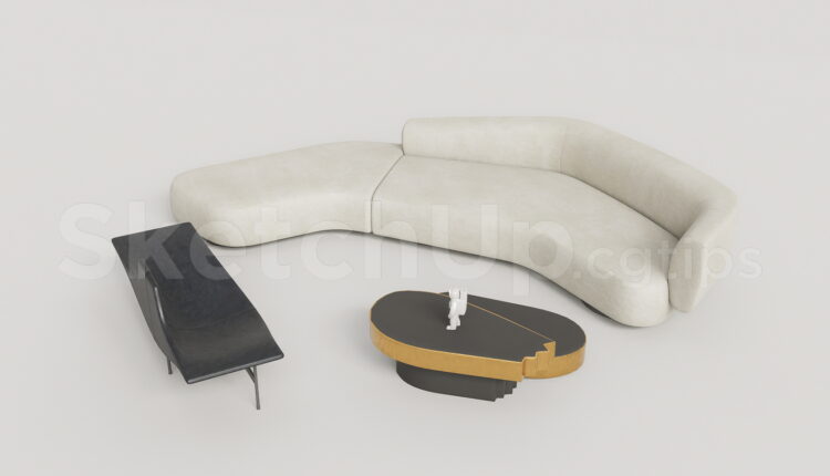 21241. Modern Curved Modular Sofa & Coffee Table Set 3d Model Download (2)