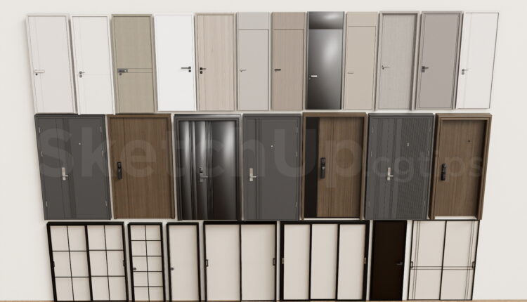 21243. Modern Interior Door Collection And Glass Door Sketchup 3d Models Download (2)