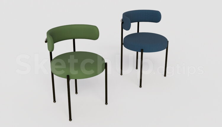 21249. Modern Upholstered Dining Chair Sketchup 3d Model Download (2)