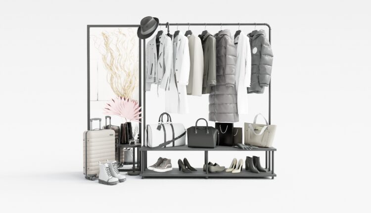 21257. Modern Open Closet Clothes Rack Accessories 3d Model Download (1)