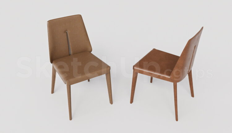 21262. Modern Brown Leather Dining Chair Set Sketchup 3d Model Download (1)