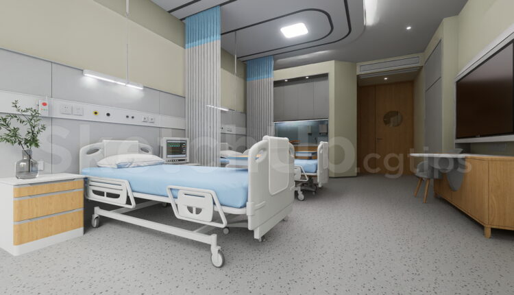 21263. Modern Hospital Patient Room Interior Sketchup Model Free Download (2)