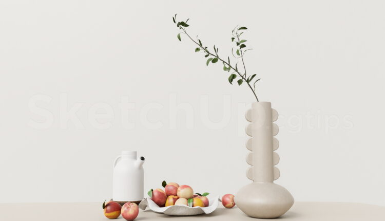 21264. Modern Decorative Vase And Fruit Bowl Sketchup 3d Model – Free Download (1)
