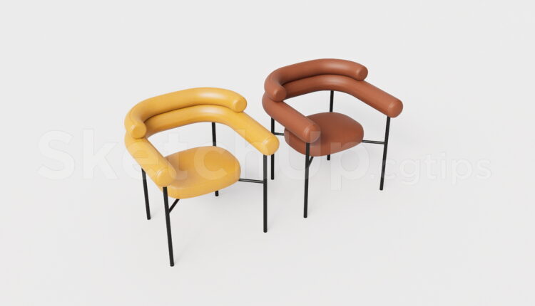 21265. Modern Leather Roll Armchair Sketchup 3d Model Free Download (2)