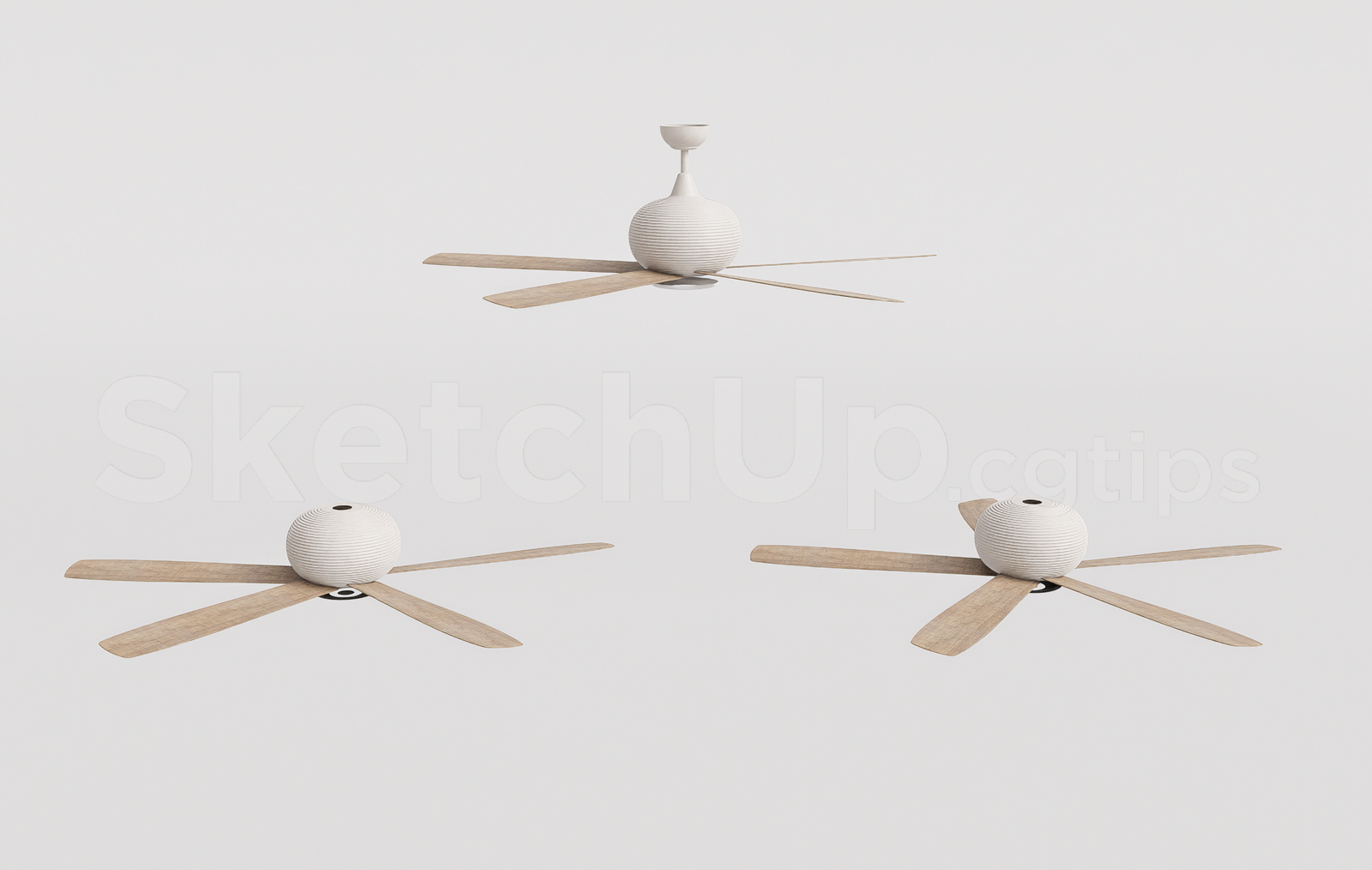 21266. Modern Ceiling Fan Sketchup 3d Model – Wooden Blade Ceiling Fan Design Download (1)
