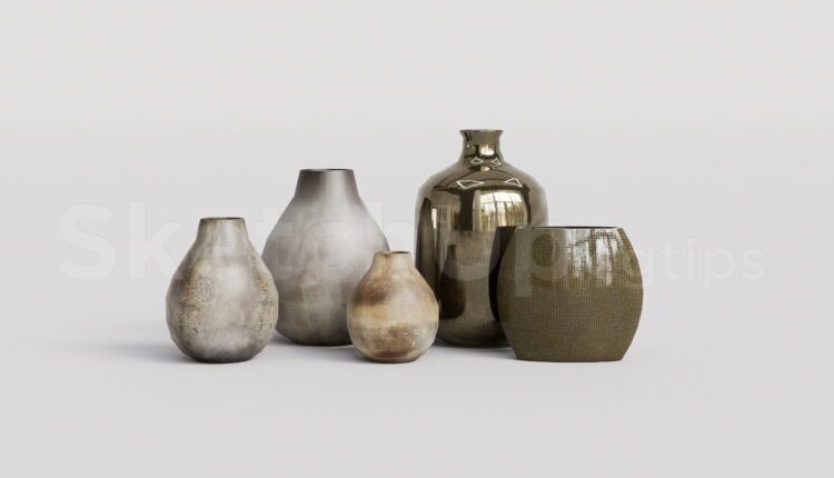 21267. Wabi Sabi Decorative Vases Set Sketchup Model Free Download (2)