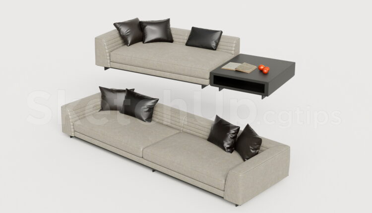 21268. Modern Sectional Sofa Sketchup 3d Model Download (2)